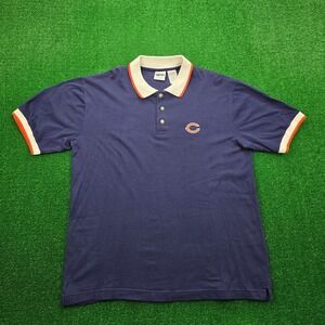Chicago Bears Polo Shirt Mens Large Navy Blue Vintage 1999 NFL Football Sports